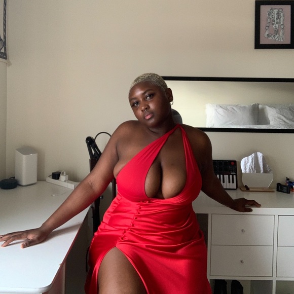 Zara Red Satin Midi Dress - Picture 7 of 16